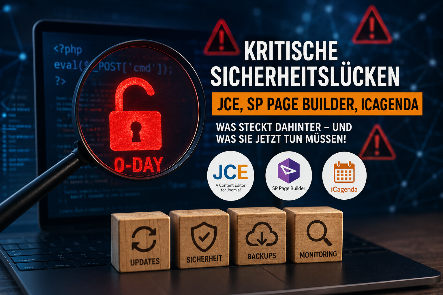 Symbolbild für Joomla-Sicherheit, Sicherheitsupdates und Wartungsvertrag.